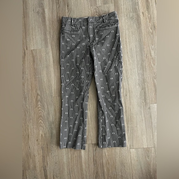 Anthropologie Maeve The Essential Slim Flared Pants Black and White Gingham 6 - Picture 5 of 11